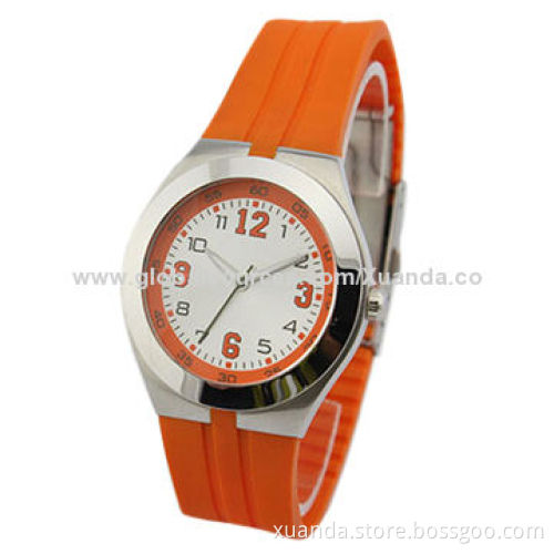 Quartz sports steel watches for men, rubber strap, 304 stainless steel case
